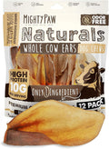 Mighty Paw 100% Natural Unbleached Cow Ears for Dogs - Single Ingredient - Cows Ears for Dogs Chew Treats Suitable for Small, Medium & Large Breeds - Pet Chews (12 Pack)