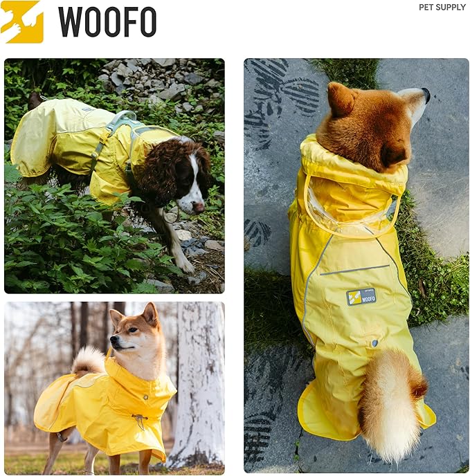 Slip-On Dog Rain Poncho, Quick & Easy to Wear Dog Raincoat, Unrestricted, Super Lightweight, and Waterproof Rain Jacket for All Breeds, Adjustable and Reflective (Grey, XL)