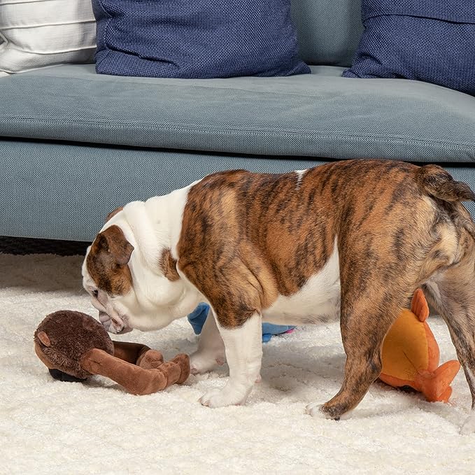 goDog Action Plush Ape Animated Squeaky Dog Toy, Chew Guard Technology - Brown, One Size