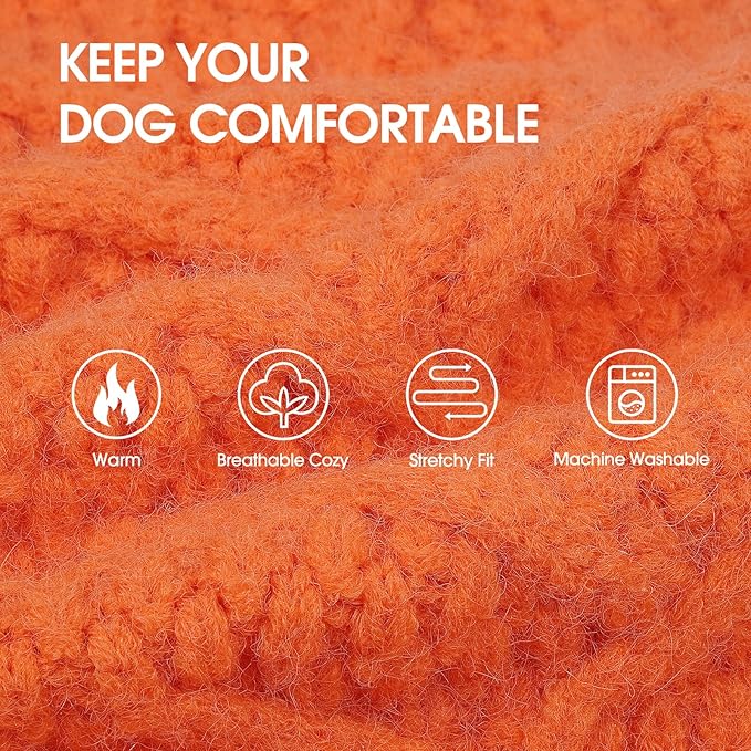 IECOii Big Dog Sweater - Extra Large Dog Sweater for Cold Weather, Orange, 4XL for Doberman & Great Dane