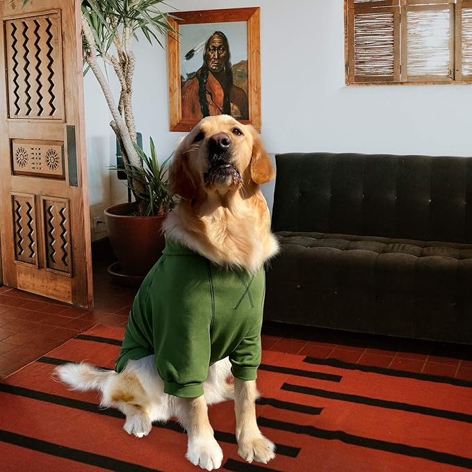 Basic Dog Hoodie, Premium Dog Sweater Pullover, Soft & Comfy Cotton Pet Clothes Hoodies with Hat and Leash Hole, Doggy Puppy Sweatshirt Coat for Small Medium Large Dogs - Army Green (Small)