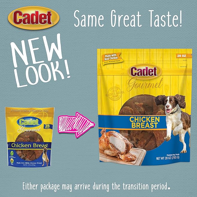 Cadet Gourmet Chicken Breast Dog Treats - Healthy & Natural Chicken Dog Training Treats for Small & Large Dogs - Inspected & Tested in USA (28 oz.)
