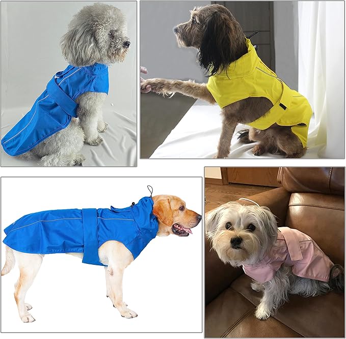Adjustable Waterproof Dog Raincoat for Dogs,Lightweight Pet Rain Jacket Puppy Clothes with Reflective Strip for Small Medium Large Dogs (Light Purple, 3X-Large)