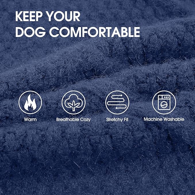 IECOii Dog Sweaters,Dog Sweaters for Large Dogs,Warm Dog Christmas Sweater Sleeveless,Pet Dog Winter Clothes for Fall and Winter,Pullover Dog Knitwear Cold Weather Coat for French Bulldog,Blue-L