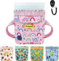 Dog Treat Pouch for Pet Walking and Training with Clicker 2 Cup Silicone Bag Small Fanny Pack Holder for Puppy Snack Dispenser Kit for Leash and Outdoor Use (Rainbow)