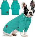 cyeollo Warm Fleece Dog Sweater, Tureleneck Sweatershirt for Small Boy & Girl Dogs Pullover Doggy Clothes in Cold Weather Stretchy Fall Winter Pet Outfit Puppy Coat, Aqua Green M