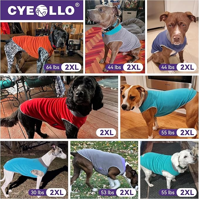 cyeollo 2 Pack Dog Sweater Stretchy Sweatshirt Lightweight Fleece Vest Reflective Jacket Dog Clothes Sweaters for Medium Dogs Boy Green & Grey