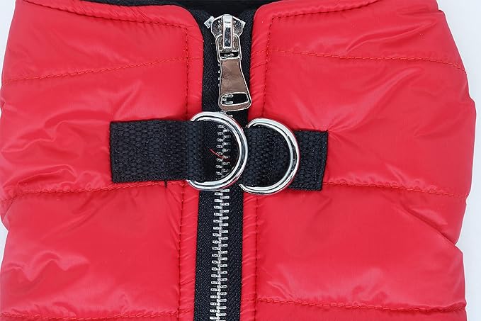 Puppy Winter Coat - Waterproof Dog Jacket for Small Dogs, Lightweight Insulated Bomber Jacket - Red