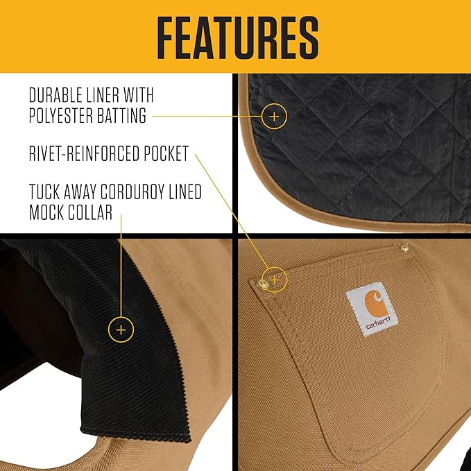 Carhartt Firm Duck Insulated Dog Chore Coat, Durable Weather Resistant Jacket for Cold and Windy Conditions, PFAS Free (Hunter Orange), X-Large