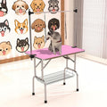 36" Dog Grooming Table Foldable Pet Grooming Tables with Adjustable Arm Noose Storage Mesh Tray Maximum Capacity Up to 330lbs Pink