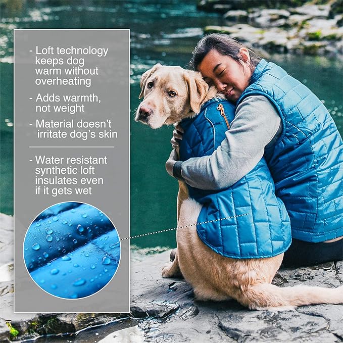 Kurgo Loft Dog Jacket - Reversible Cozy Coat for Outdoor Adventures - Water Resistant - Athletic Fit - Machine Washable Fabric - Reflective Dog Gear - X-Small - Watercolor Stripe