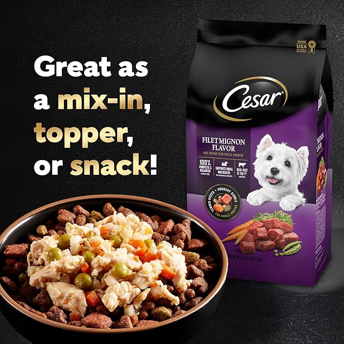 Cesar Simply Crafted Adult Wet Dog Food Meal Topper, Chicken, Carrots, Potatoes & Peas, 1.3oz. (10 Count, Pack of 1)