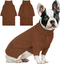 cyeollo Warm Small Dog Sweater, Knit Cold Weather Doggy Sweaters for Small Dogs Boy Pullover Winter Dog Clothes with Turtleneck for Indoor & Outdoor Wear, Brown M