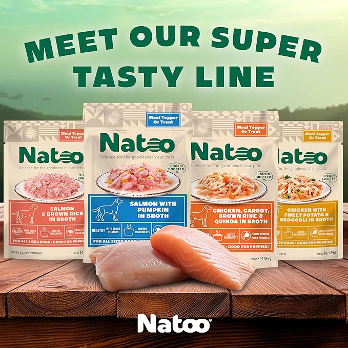 Natoo Dog Food Topper for Picky Eaters, Dog Treat (Chicken, Carrot, Brown Rice, & Quinoa) Dog Toppers for Dry Food, Wet Meal Toppers for Dogs & Puppies, Limited Ingredient Dog Food (Case of 20) 3oz Ea