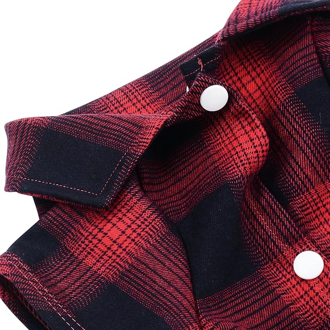 Koneseve Dog Shirt, Pet Plaid Clothes Shirt T-Shirt Sweater Matching Breathable for Small Medium Large Dog Cat Puppy Adorable Casual Cozy Halloween Thanksgiving Christmas Costumes (Red; 7XL)