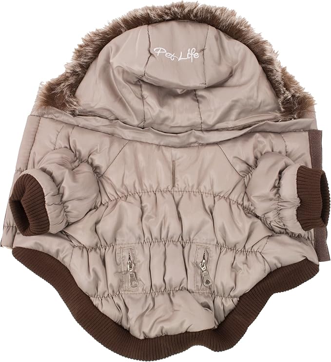 PET LIFE Classic Metallic Fashion Pet Dog Coat Jacket Parka w/ 3M Insulation and Removable Hood, Medium, Metallic Grey