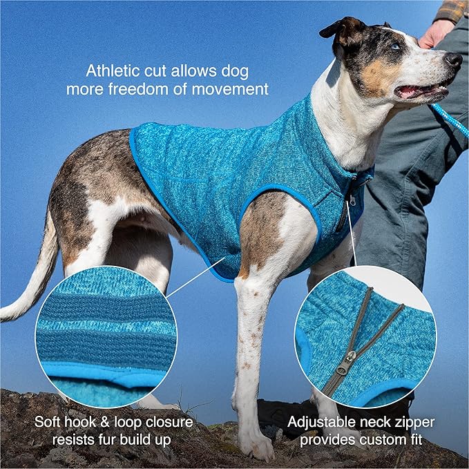 Kurgo Core Dog Sweater - Knit Dog Sweater with Fleece Lining, Zipper Opening for Harness, Adjustable Neck, Year-Round Cold Weather Pet Jacket for Small Dogs (Heather Orange, Small)