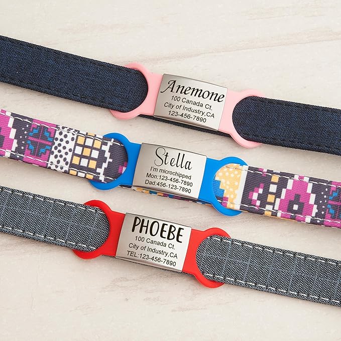 Anavia Slide On Silent Pet ID Tags, S/M/L/XL Personalized Multi-Color Silicone Band Cat Dog Name Tags, Customized Engraved Stainless Steel, Chew-Proof Quiet Dog Collar Tags (Yellow, X-Large)