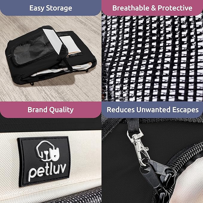 Soft-Sided Cat & Dog Pet Carrier, Large 24"x16"x16", Fits Large Cat, 2 Cats, or Medium Dog Comfortably, Great for Travel & Vet Visits, Privacy Windows, Removable Bed, Locking Zippers, Folds Flat